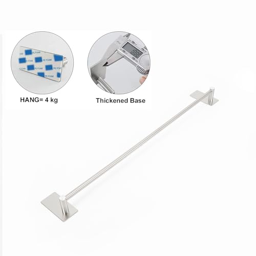 NearMoon Self Adhesive Bathroom Towel Bar- Stainless Steel Bath Wall Shelf Rack Hanging Towel Stick On Sticky Hanger Contemporary Style, NO Drilling (1 Pack, Brushed Nickel, 24-Inch Towel Rack) - color: Brushed Nickel, size: 24-Inch