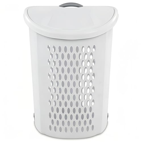 Wheeled Laundry Hamper with Retractable Handle, Plastic Rolling Laundry Basket for Easy Transport, Large 2-Bushel Capacity Clothes Hamper. Suitable for Laundry Rooms, Bathrooms, and Dormitories. White