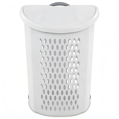 Wheeled Laundry Hamper with Retractable Handle, Plastic Rolling Laundry Basket for Easy Transport, Large 2-Bushel Capacity Clothes Hamper. Suitable for Laundry Rooms, Bathrooms, and Dormitories. White