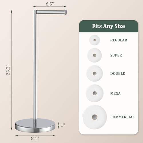 Chrome Toilet Paper Holder Stand Freestanding Tissue Roll Holder Bathroom | 304 Stainless Steel Rustproof Free Standing Toilet Paper Stand Storage for 4 Rolls(Fits All Rolls) by Evolvegoods - color: Chrome
