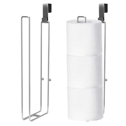 Toilet Paper Holder with Storage Extra 6 Roll Tissue, Over The Tank Toilet Paper Roll Holder Wall Mount, Brushed Nickel and Chrome Tissue Holder for Bathroom, RV Toilet Paper Holder with Shelf, 2Pcs - color: Silver, 2pcs, 12.99in