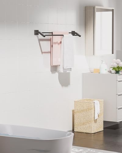 Alise Bath Double Towel Bar,32" Double Towel Racks for Bathroom,Matte Black | Quick Drying Bathroom Towel Holder, SUS304 Stainless Steel Towel Hanger Wall Mount - color: Matte Black, size: 32-Inch (2-Bars)