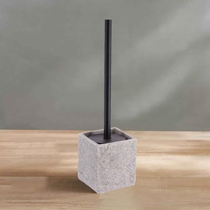 Collection Stone Effect Bath Accessory Set-4 Pieces, Resin, Gray | Soap Dispenser, Tumbler, and Toilet Brush Holder, Contemporary, Durable Construction, Bathroom Accessories Set, Easy to Clean - size: Gray