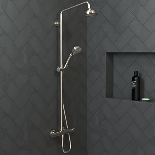 hansgrohe Croma 100 Classic 5-inch Showerhead Low Flow Classic 3-Spray Full, Pulsating Massage, Intense Turbo Water Saving with QuickClean in Brushed Nickel, 04751820 - color: Brushed Nickel