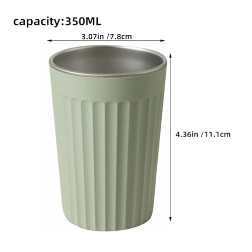PRETYZOOM Stainless Steel Toothbrush Holder Cup 350ml Green Mouthwash Rinse Cup Sturdy Bathroom Storage Container for Home Office School