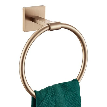 KOKOSIRI Hand Towel Holder Wall Mounted Towel Ring Bathroom Accessories Shower Towel Hanger Rack Stainless Steel Champagne Bronze, B3010CPG - color: Champagne Bronze