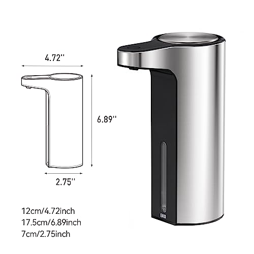 EKO Aroma Touchless Automatic Soap Dispenser for Kitchen and Bathroom, Liquid Hand Soap Dispenser, Water-Resistant and Rechargeable, 9 fl oz (Stainless) - color: Stainless Steel, size: 9 oz (Standard Rechargeable)