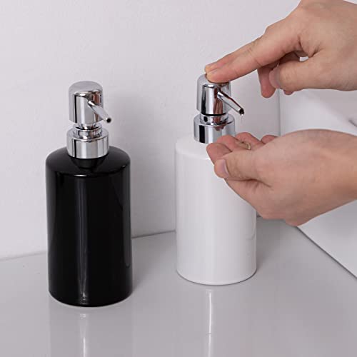FE Soap Dispenser, 300ml/10oz Ceramic Liquid Soap Pump Dispenser, Refillable Dish Soap Dispenser for Kitchen Bathroom Washroom (White) - color: White