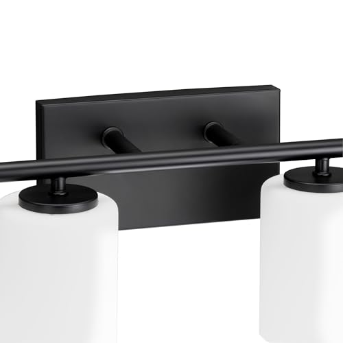 Progress Lighting Replay Collection 48 in. 6-Light Textured Black Etched White Glass Modern Bath Vanity Light - color: Textured Black, size: 6-Light