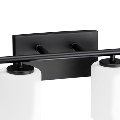 Progress Lighting Replay Collection 48 in. 6-Light Textured Black Etched White Glass Modern Bath Vanity Light - color: Textured Black, size: 6-Light