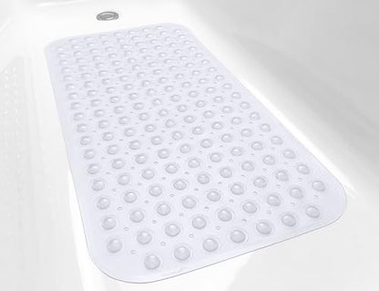 Large Non-Slip Bathtub & Shower Mat 31”x16” (Smooth/Non-Textured Tubs Only) Safe, Clean, Machine-Washable, Superior Grip&Drainage, Vinyl, Transparent Clear - color: Transparent Clear, size: Large (31"x16")