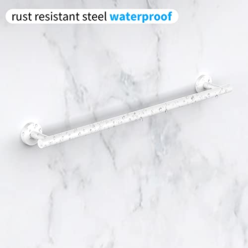 Cilee 2 Pieces White Bathroom Towel Bar, 24 Inch Towel Holder | Double Towel Racks, Bathroom Towel Holder, Towel Hanger for Bathroom Stainless Steel Wall Mount - color: White, size: 24inch