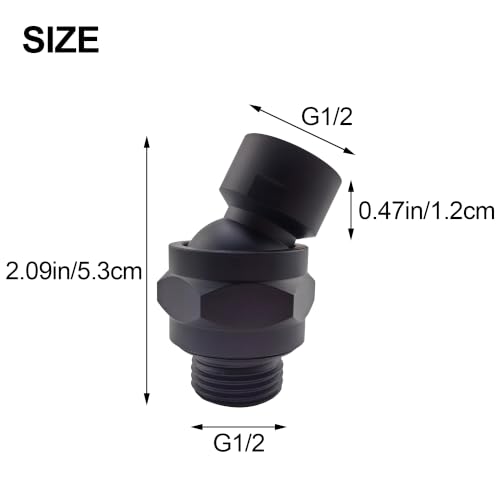Shower Head Swivel Ball Adapter: Adjustable Pivot Ball to Adjust Showerhead Angle, Solid Brass Shower Arm Connector Extension Component (Black) - color: Black
