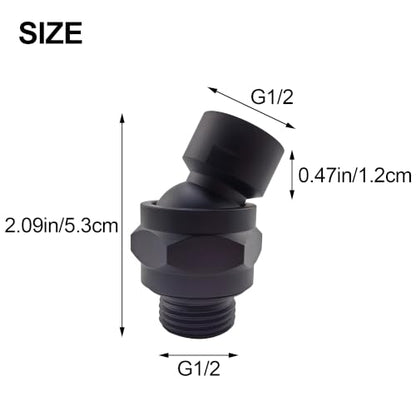 Shower Head Swivel Ball Adapter: Adjustable Pivot Ball to Adjust Showerhead Angle, Solid Brass Shower Arm Connector Extension Component (Black) - color: Black