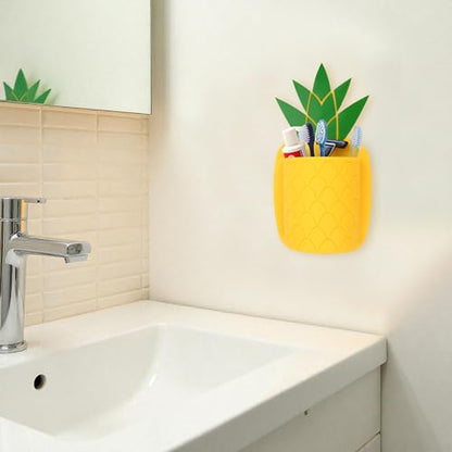 Pineapple Bathroom Toothbrush Holder – Silicone Wall Mounted Tooth Brush Suction Cup Organizer for Toothpaste, 1 Pack Shower Accessories with Cute Design
