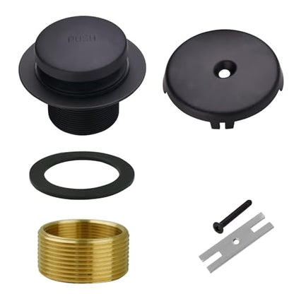 WELSAN Matte Black Tub Drain and Overflow Kit,Black Bathtub Drain,1 Hole | Tip-Toe, 1-Hole Faceplate, Coarse thread replacement conversion kit assembly, fits 1-3/8 or 1-1/2 inch bathtub drain waste - color: Black, style: 1 Hole