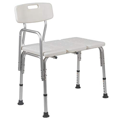 Flash Furniture HERCULES Series 300 Lb. Capacity Adjustable White Bath & Shower Transfer Bench with Back and Side Arm - color: White