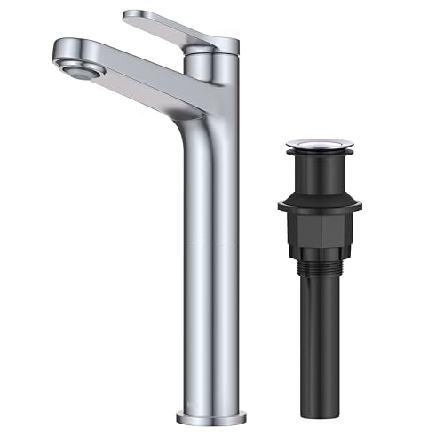 KRAUS Indy Bathroom Faucet for Vessel Sink in Chrome with Single Handle, Pop Up Drain and Supply Lines, KVF-1410CH - color: Chrome, style: Vessel