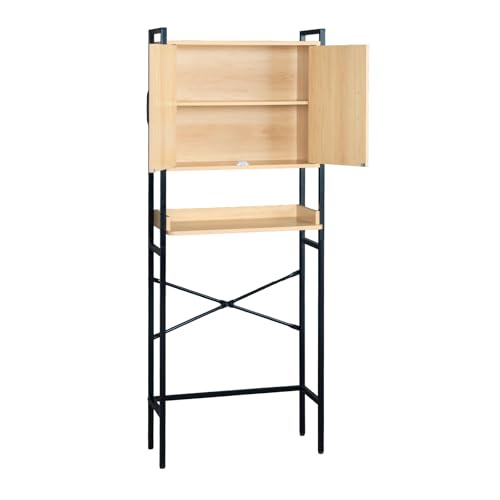 Over The Toilet Cabinet for Bathroom Storage, Above Toilet Storage Cabinet with MDF Melamine Veneer with Square tubing, Double Doors