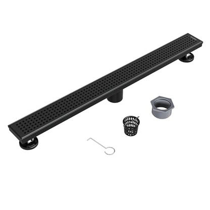 Neodrain 28" Linear Shower Drain, Matte Black 304 SS Bathroom Linear Drain | Black Shower Drain with Quadrato Grate& Adjustable Feet, Long Rectangle Shower Floor Drain in Bathroom, Balcony etc,cUPC - color: Matte Black, size: 28 In
