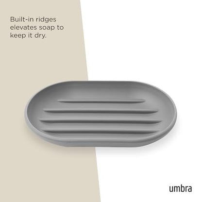 Umbra Touch Soap Dish for Bathroom - Modern Oval Shape for Sink - Durable and Easy to Clean, Grey - color: Grey