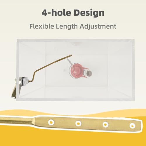 Universal Metal Shiny Gold Toilet Handle Lever Replacement Kits, Side Mount | Solid Brass Toilet Flush Handle Compatible with Kohler/American Standard/ TOTO/Gerber, Stainless Steel Chain, Easy to Install - color: Polished Gold, style: Side Mount Design