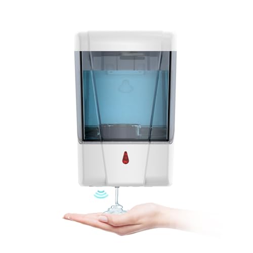 Automatic Soap Dispenser 20fl oz/600ml Touchless Wall Mount Liquid ABS Auto Hands Free Touchless Soap Dispensers Bathroom Kitchen 9031 White - color: White