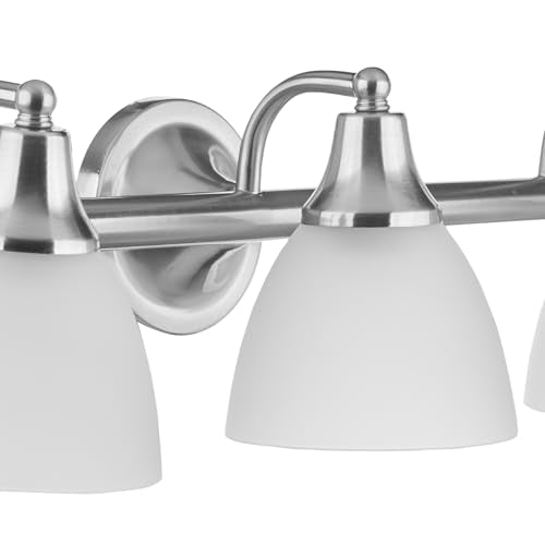 Globe Electric 50700 3-Light Vanity All-in-One Bathroom Set, 5 Piece Brushed Steel Finish, 70, Bulb Not Included - color: Brushed Steel