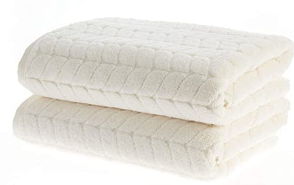 BAGNO MILANO Turkish Cotton Bath Towels, Hand Towels - Soft Plush Jacquard Collection - Highly Absorbent Towel Set (Cream, 4 Pcs Hand Towel Set) - color: Cream, size: 4 pcs Hand Towel Set