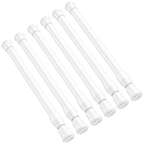 6 Pack Small Tension Rod 12 to 19 Inch Adjustable Tension Curtain Rod Mini Closet Spring Rod No Drilling Short Tension Rods for Windows, Cupboard, Kitchen Cabinets, White - color: White, size: 12" to 19"-6Pcs