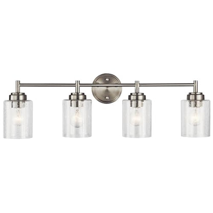 Kichler Winslow 30" Vanity Light in Brushed Nickel, 4-Light Transitional Bathroom Light with Clear Seeded Glass. (30" W x 9.25" H), 45887NI - color: Brushed Nickel, size: 30"
