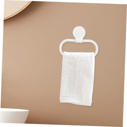 SHINEOFI 2Pcs Adhesive Hand Towel Ring No Drill Towel Holder for Bathroom and Kitchen Durable Wall Mounted Towel Rack Easy Install Towel Shelf Space Saving Design