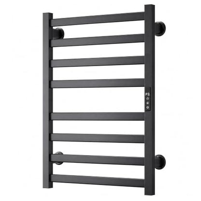 Electric Towel Warmer Wall Mounted, Heated Towel Rack with Intelligent Timer & Temperature Control, Plug-in or Hardwired, Left/Right Compatible, 27 Inch, Black - color: Black, size: 27 Inch