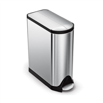 simplehuman 45 Liter / 11.9 Gallon Butterfly Lid Kitchen Step Trash Can, Brushed Stainless Steel - size: 45 liter Brushed