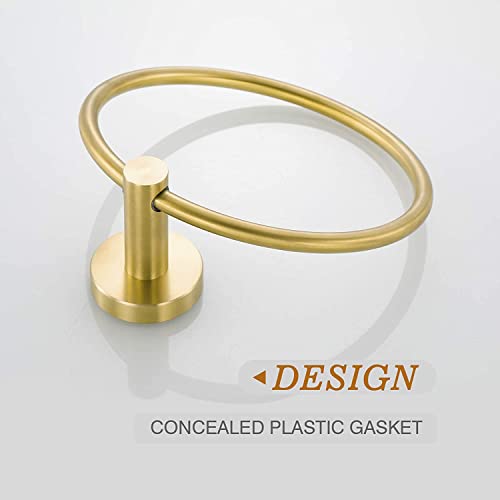 2 Pack Brushed Gold Towel Ring | Hand Towel Holder for Bathroom Wall Mounted, Durable 304 Stainless Steel, Modern Style - color: Brushed Dark Gold