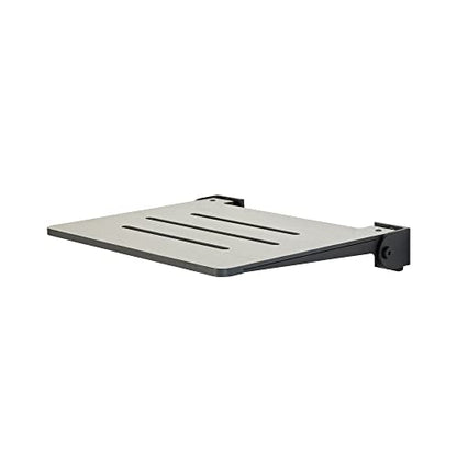 Seachrome 18 inch Silhouette Slimline Folding Wall Mount Shower Bench Seat, Gray Weathered Ash Seat with Matte Black Frame - color: Weathered Ash With Matte Black Frame