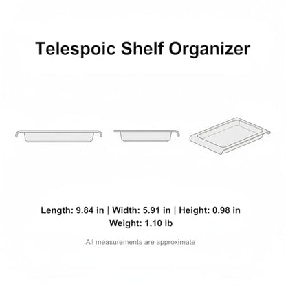 Adjustable Telescopic Cabinet Shelf, Tool-Free Under Sink Organizer Rack, Carbon Steel and PP Plastic Storage Solution for Kitchen and Bathroom - size: 9.84 x 5.91 x 0.98 in