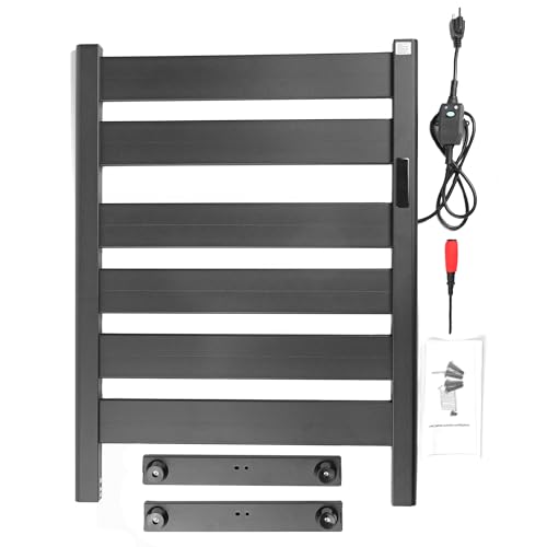 Towel Warmer for Bathroom, 6-Bar, Upgraded Extra-Wide Heating Area, Built-in Timer and Temperature Adjustment, Overheating Protection. Large Free-Standing Heated Towel Rack，Matte Black
