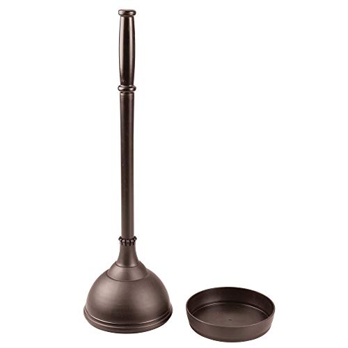 iDesign Kent Plastic Plunger with Cover Set, Bronze | 5.96" x 5.96" x 21.66", For Master, Guest, Kids', Office Bathroom, Cleaning and Storage - color: Toilet Plunger