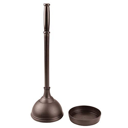 iDesign Kent Plastic Plunger with Cover Set, Bronze | 5.96" x 5.96" x 21.66", For Master, Guest, Kids', Office Bathroom, Cleaning and Storage - color: Toilet Plunger