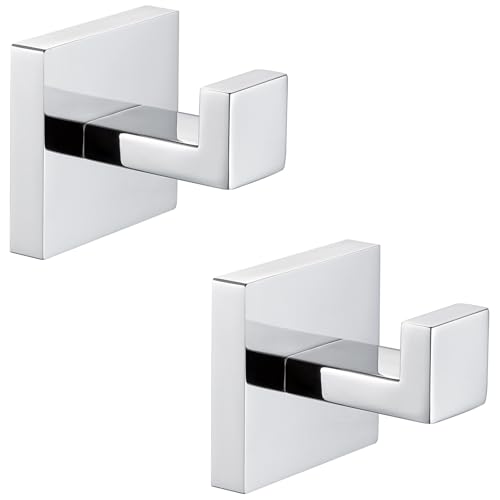 Angle Simple Bathroom Towel Hook, Robe Coat Hanger, Polished Chrome, 2 Pack | SUS304 Stainless Steel, Heavy Duty Wall Hook for RV Garage Kitchen Closet Cabinet, Hand Towel Holder Screw Wall Mount - color: Polished Chrome, size: 2 Pack