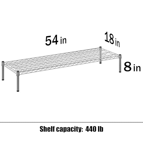 18" Deep x 54" Wide x 8" Height Wire Shelving Kit | 1-Tier | NSF Commercial Storage Rack Unit - size: 18" Deep x 54" Wide
