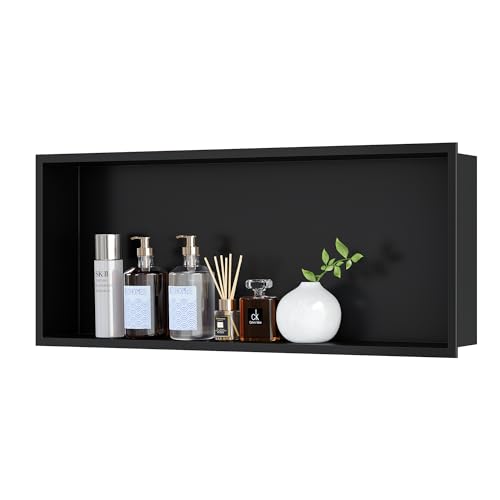 Neodrain Stainless Steel Shower Niche Matte Black 30"x12" No Tile Needed | Recessed Wall Niche, Space-Saving, Waterproof & Durable Niche for Shower Storage - color: Matte Black, size: 30X12In