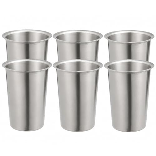 OCS Parts Set of Six 5-Inch Stainless Steel Utensil Organizer Cups | For Flatware, Kitchen Utensils, Silverware, Straws, Pens and Pencils - color: Stainless Steel