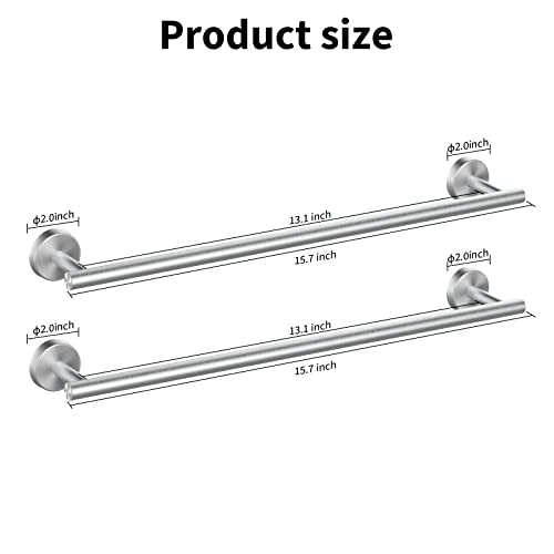 Cilee 2 Pieces Brushed Nickel Bathroom Towel Bar, 16 Inch Towel Holder | Double Towel Racks, Bathroom Towel Holder, Towel Hanger for Bathroom Stainless Steel Wall Mount - color: Brushed Nickel, size: 16inch