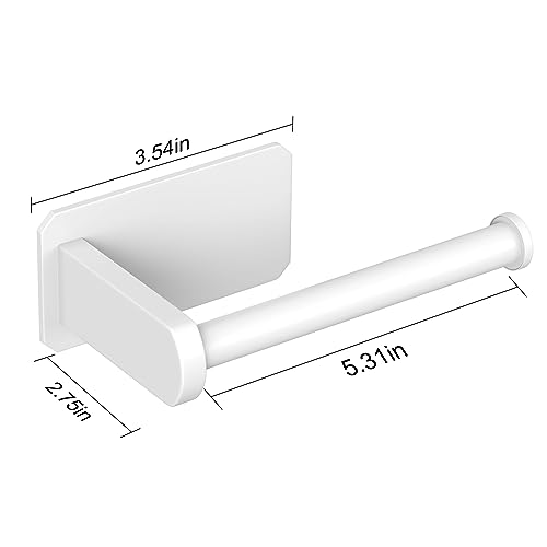 VAEHOLD Toilet Paper Holder Self Adhesive Kitchen Washroom Adhesive Toilet Roll Holder No Drilling for Bathroom Stick on Wall Stainless Steel Brushed (White) - size: Simple White