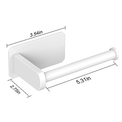 VAEHOLD Toilet Paper Holder Self Adhesive Kitchen Washroom Adhesive Toilet Roll Holder No Drilling for Bathroom Stick on Wall Stainless Steel Brushed (White) - size: Simple White