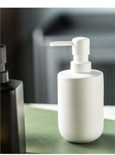 Lotion Dispenser Matte Soap Dispenser Ceramic Lotion for Bathroom Countertop Dish Soap Pump - color: Matte White, size: Circular
