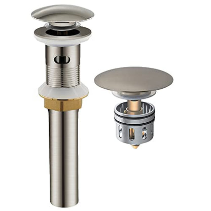 Bathroom Sink Drain with Overflow - 1 1/2" Drain Opening - Pop Up Vessel Vanity Drain with Anti-Clogging Hair Catcher Basket,Brushed Nickel,Y1383Y-BN - color: Brushed Nickel