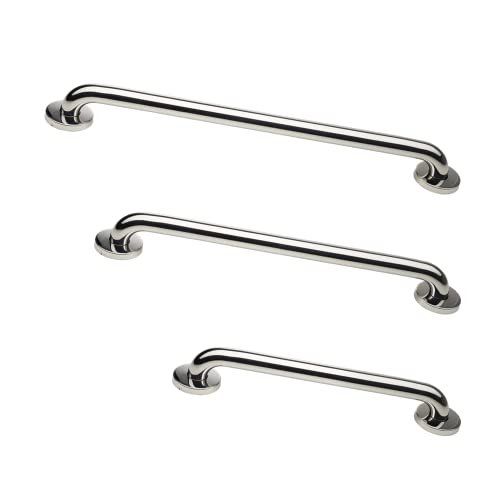 ADA Grab Bar Bundle, Polished, Pack of 3, 18/36/42 in | 1.5 in Diameter, Toilet Grab Bars, Commercial Restrooms, Shower Use, Bundle of Multiple Lengths - color: Polished